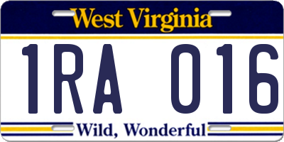 WV license plate 1RA016