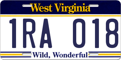 WV license plate 1RA018