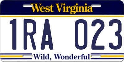 WV license plate 1RA023