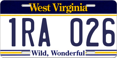WV license plate 1RA026