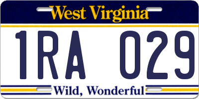 WV license plate 1RA029