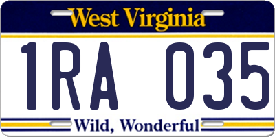 WV license plate 1RA035