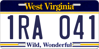WV license plate 1RA041