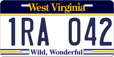 WV license plate 1RA042