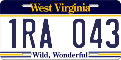 WV license plate 1RA043