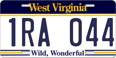 WV license plate 1RA044