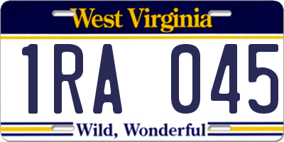 WV license plate 1RA045