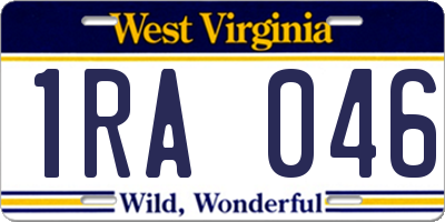 WV license plate 1RA046