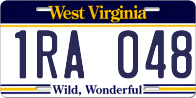 WV license plate 1RA048