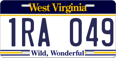 WV license plate 1RA049