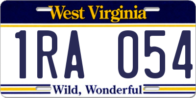 WV license plate 1RA054