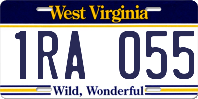 WV license plate 1RA055