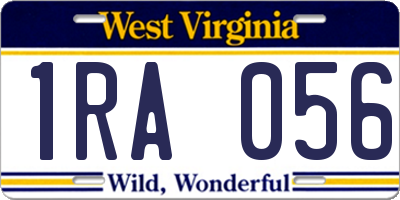 WV license plate 1RA056