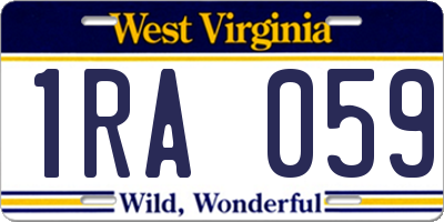 WV license plate 1RA059