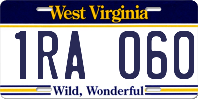 WV license plate 1RA060