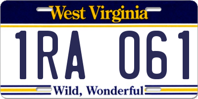 WV license plate 1RA061