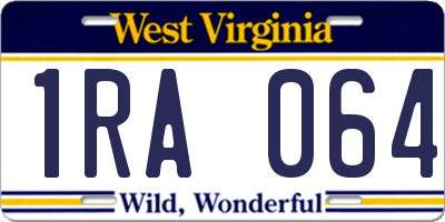 WV license plate 1RA064