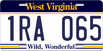 WV license plate 1RA065