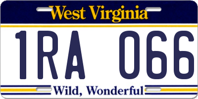 WV license plate 1RA066