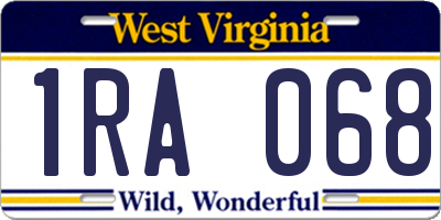 WV license plate 1RA068