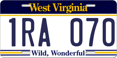 WV license plate 1RA070