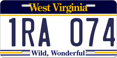 WV license plate 1RA074