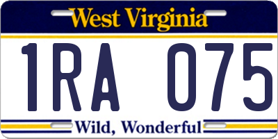 WV license plate 1RA075