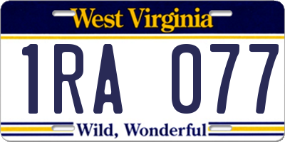 WV license plate 1RA077