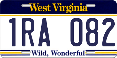 WV license plate 1RA082