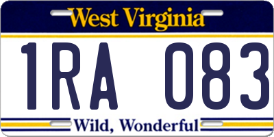 WV license plate 1RA083