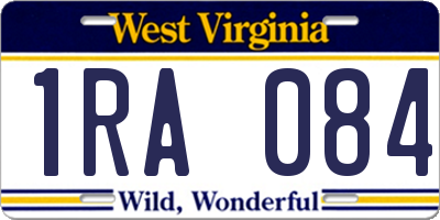 WV license plate 1RA084