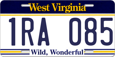 WV license plate 1RA085