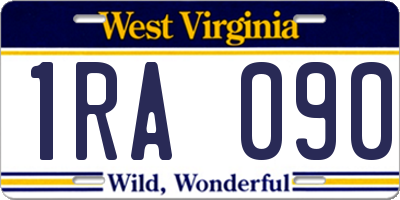 WV license plate 1RA090