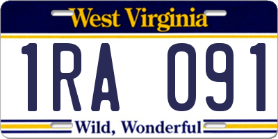 WV license plate 1RA091