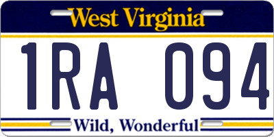 WV license plate 1RA094