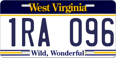 WV license plate 1RA096