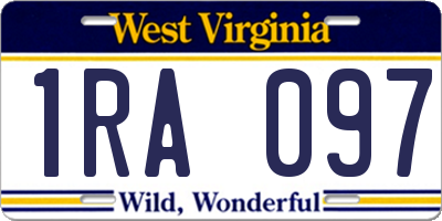 WV license plate 1RA097