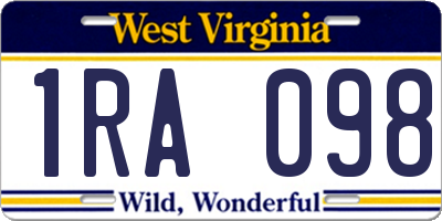 WV license plate 1RA098