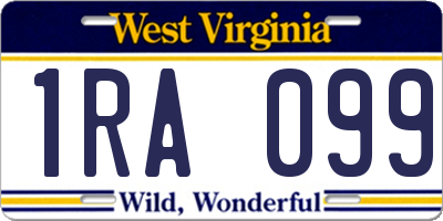 WV license plate 1RA099