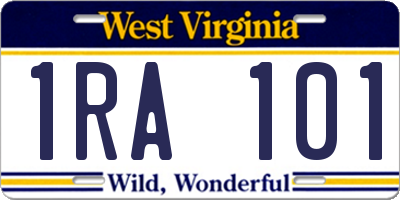 WV license plate 1RA101