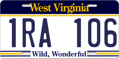 WV license plate 1RA106