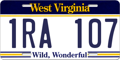 WV license plate 1RA107