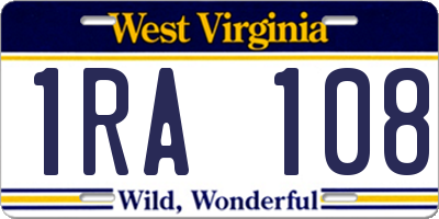 WV license plate 1RA108