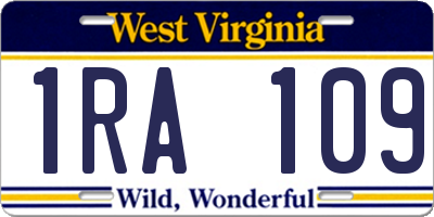 WV license plate 1RA109