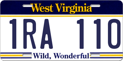 WV license plate 1RA110