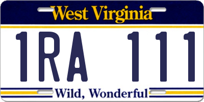 WV license plate 1RA111
