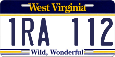WV license plate 1RA112