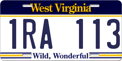 WV license plate 1RA113