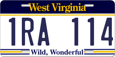 WV license plate 1RA114