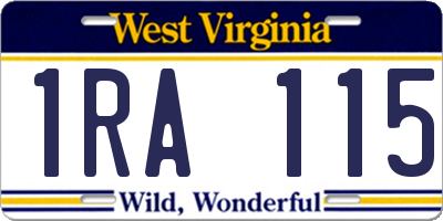 WV license plate 1RA115